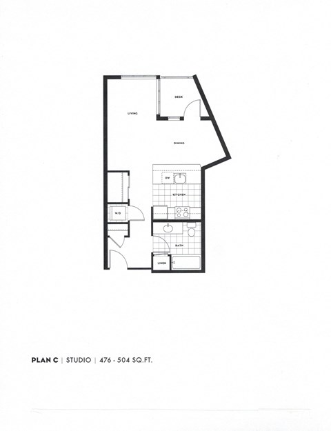 Floor plan for studio, 1 bath, 504 sqft